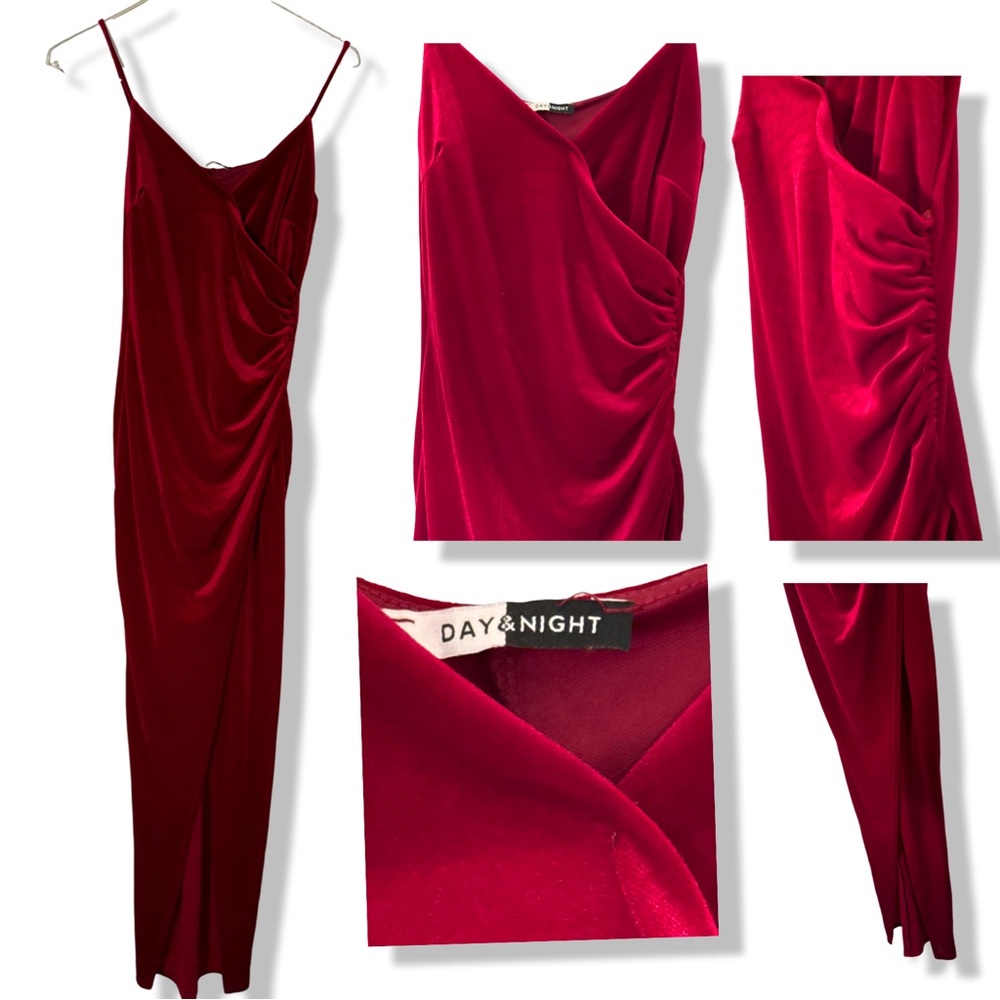 Day & Night Form Fitting Stretch Fabric Dress Size S Brick Red